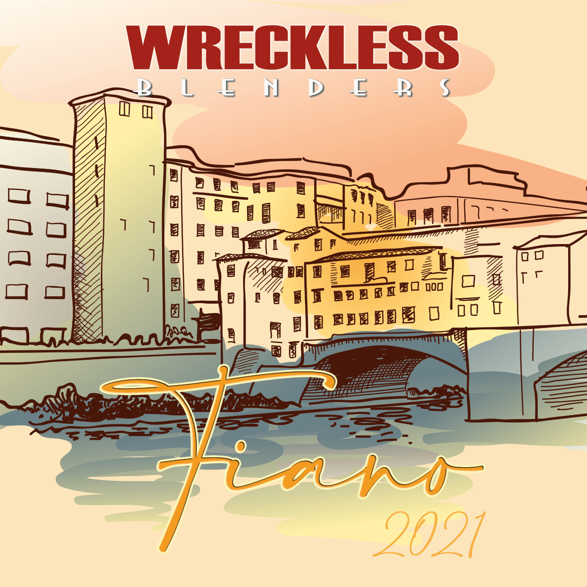 Front label artwork for Wreckless Blenders 2021 Fiano.