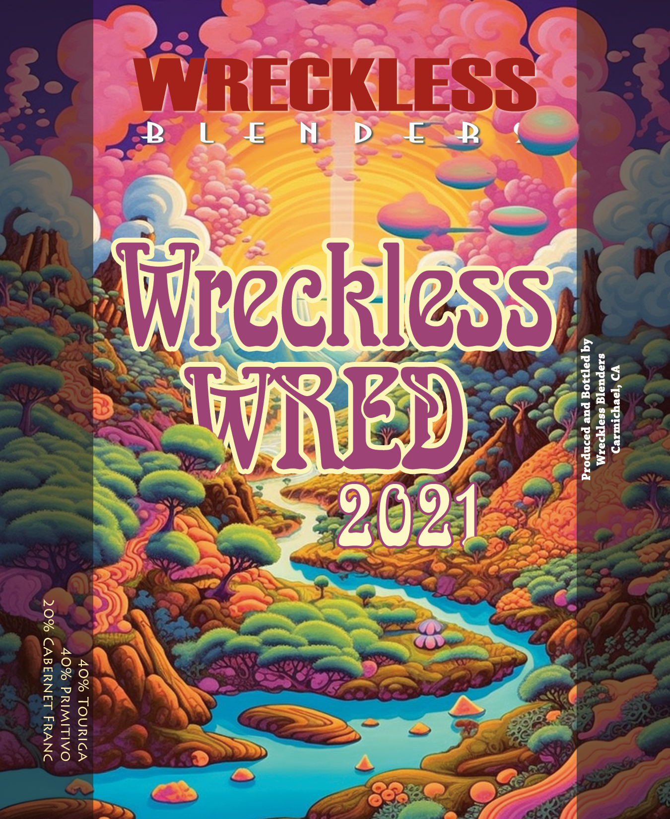Front label artwork for Wreckless Blenders Wreckless Wred.